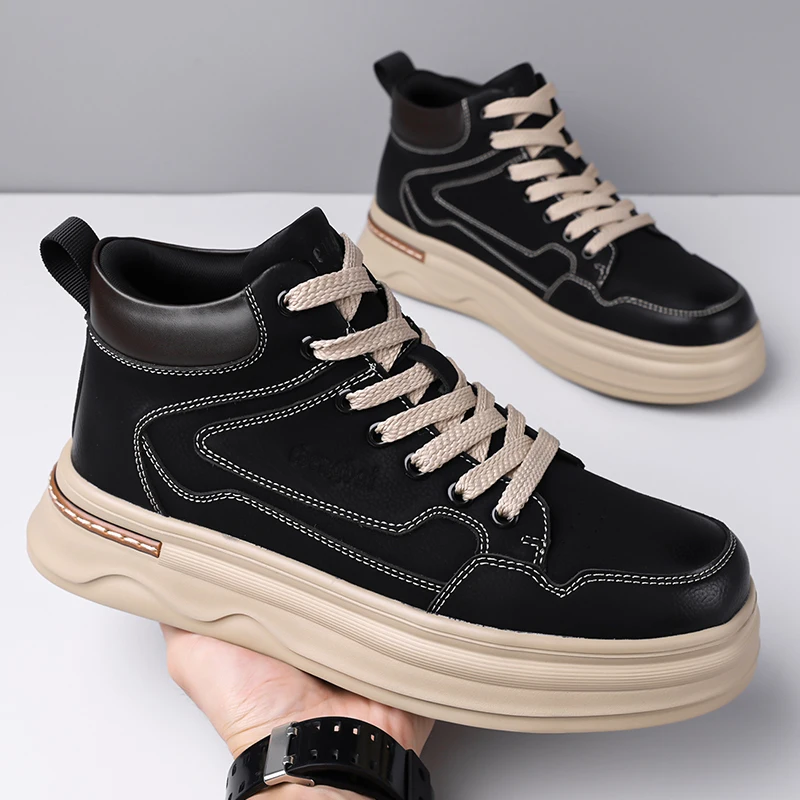 Mens Casual Sneakers Comfortable Soft Bottom Male Trainers Fashion Classic Non-slip Lace-up Tennis Shoes Sport Shoes Man Leather - Image 2