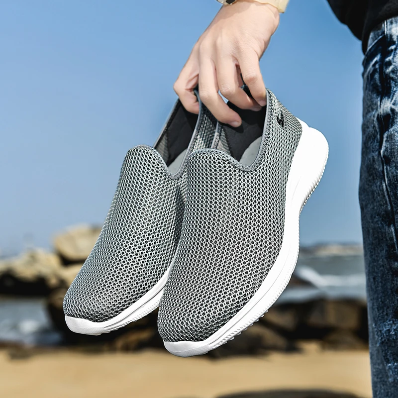 Sneakers Men Summer Casual Shoe Men Mesh Breathable Outdoor Non Slip Sports Shoes Slip on Loafers for Men Pius Size 36-47