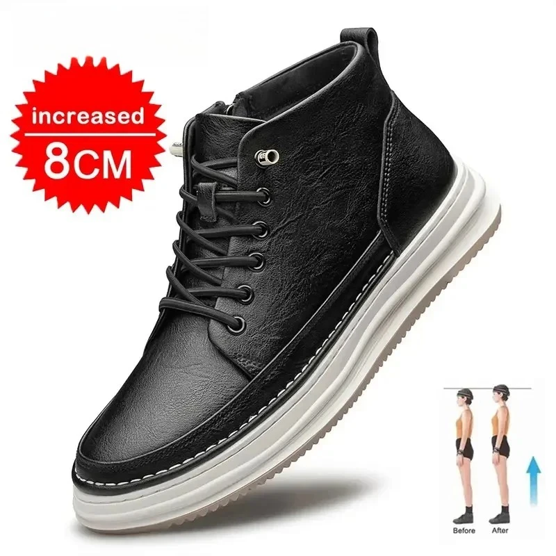 2025 Casual Genuine Leather New Height Increasing Shoes for Men 8cm Invisible Elevator Sneakers Sport Zapatillas De Hombre - Image 4