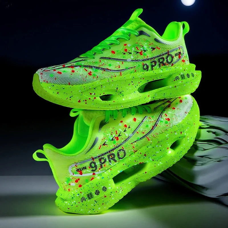 Men‘s Cushioning sneakers Cool Glow in the Dark shoes Lace Up Lightweight Anti slip Running Shoes Women's Autumn Sports shoes - Image 2