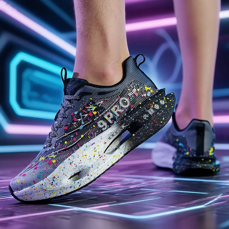 Men‘s Cushioning sneakers Cool Glow in the Dark shoes Lace Up Lightweight Anti slip Running Shoes Women's Autumn Sports shoes - Image 5