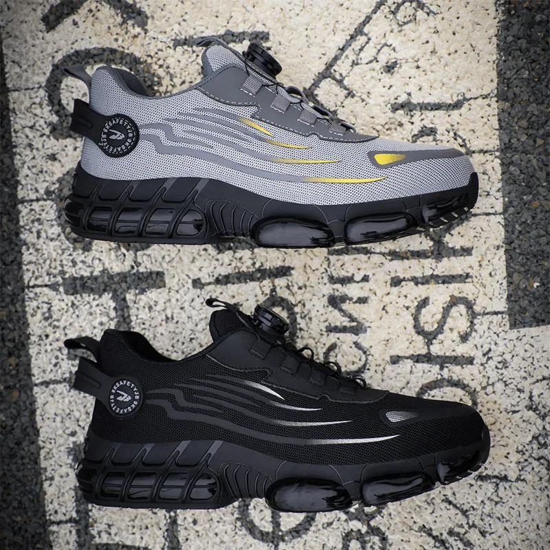 Rotating Button Steel Toe Anti-Puncture Non Slip Work Shoes Man Lightweight Breathable Safety Shoes Men's Work Shoes Boots - Image 5