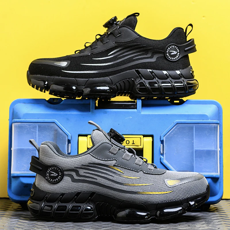 Rotating Button Steel Toe Anti-Puncture Non Slip Work Shoes Man Lightweight Breathable Safety Shoes Men's Work Shoes Boots - Image 3