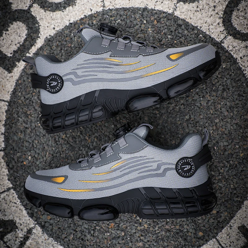 Rotating Button Steel Toe Anti-Puncture Non Slip Work Shoes Man Lightweight Breathable Safety Shoes Men's Work Shoes Boots - Image 4