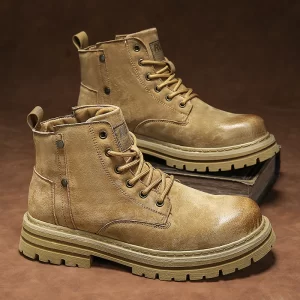 New Motorcycle and Ankle Boots Waterproof Boots Men Leather Shoes Men Casual Boot Bota Masculina Men's High-top Fashion Shoes