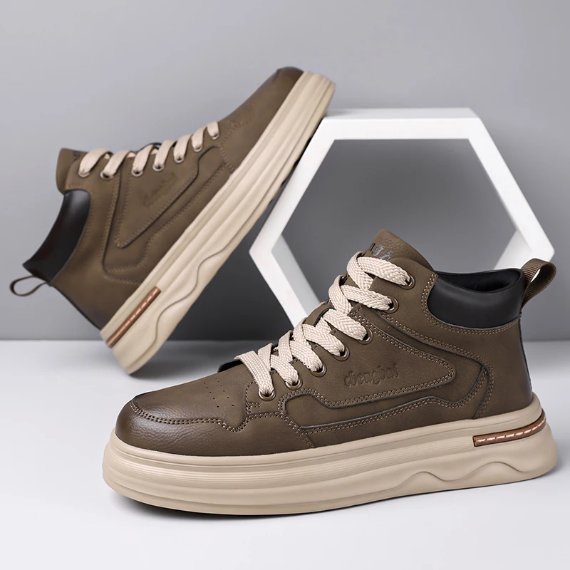 Mens Casual Sneakers Comfortable Soft Bottom Male Trainers Fashion Classic Non-slip Lace-up Tennis Shoes Sport Shoes Man Leather - Image 3