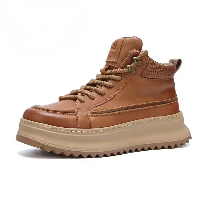 Men's Vulcanized Shoes Trendy Personalized Teenagers Casual Shoes Round Toe Lace-Up Plus Size Platform Shoes Men Shose - Image 4