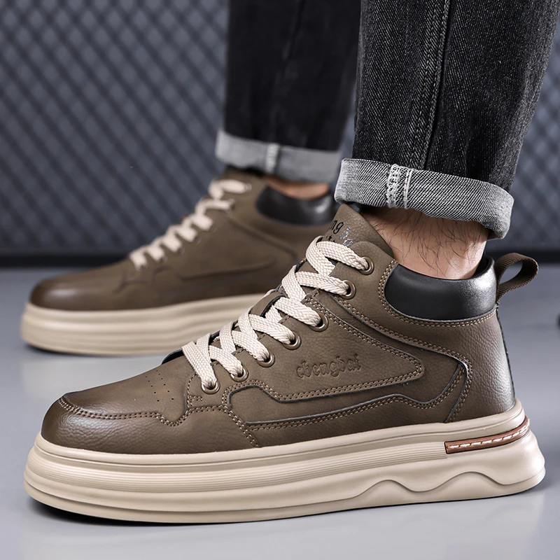 Mens Casual Sneakers Comfortable Soft Bottom Male Trainers Fashion Classic Non-slip Lace-up Tennis Shoes Sport Shoes Man Leather - Image 4