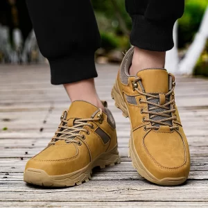 Men's Fashion Hiking Boots Comfortable Durable with Non-Slip TPR Sole Lace-Up Artificial Leather Pattern for Outdoor Adventures