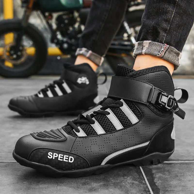 Motorcycle Boots Men's Motorcycle Riding Shoes Anti Fall Motorcycle Shoes Off-road Motorcycle Boots Outdoor Road and Highway - Image 2
