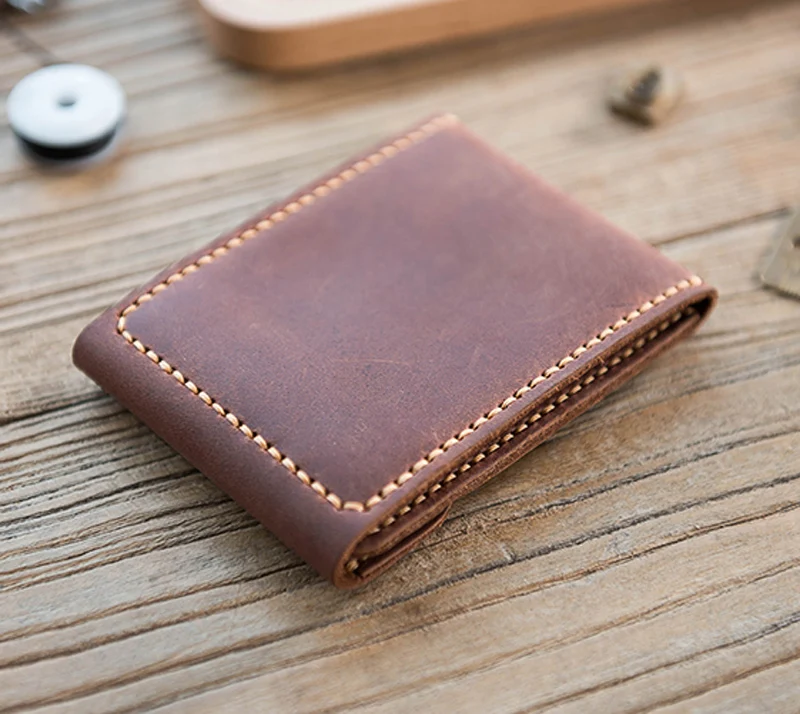 Vintag Handmade Crazy horse Genuine Leather card horder men Card ID Holders leather buiness card wallet driving license holder - Image 4
