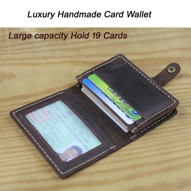 Handmade Vintage Crazy Horse Genuine Leather Card Holder men Card Wallet Leather Business card holder women Card Id Holder case