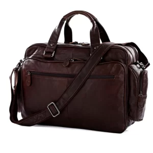 Fashion Oil Waxed Genuine Leather Briefcase Men Business Briefcase Leather tote Handbag men Laptop Bag Large office Bag Shoulder