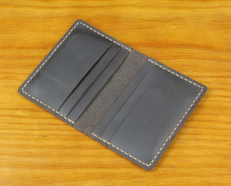 Luxury Handmade Crazy horse Genuine Leather card holder slim men Business card holder Leather Card wallet Women Card Id holder - Image 6