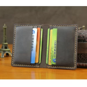 Luxury Handmade Crazy horse Genuine Leather card holder slim men Business card holder Leather Card wallet Women Card Id holder