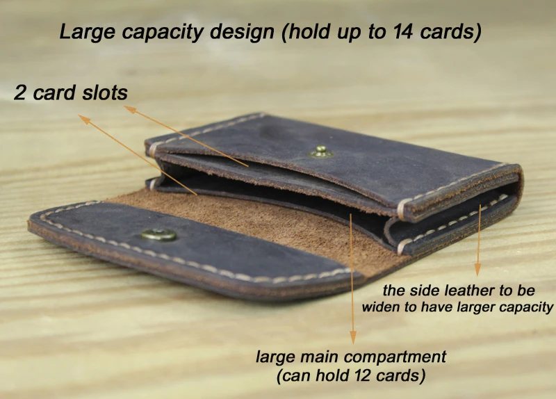 Handmade High Class Genuine Leather Card Holder Leather Card wallet small Purse Credit ID card Holder Business Card case - Image 5
