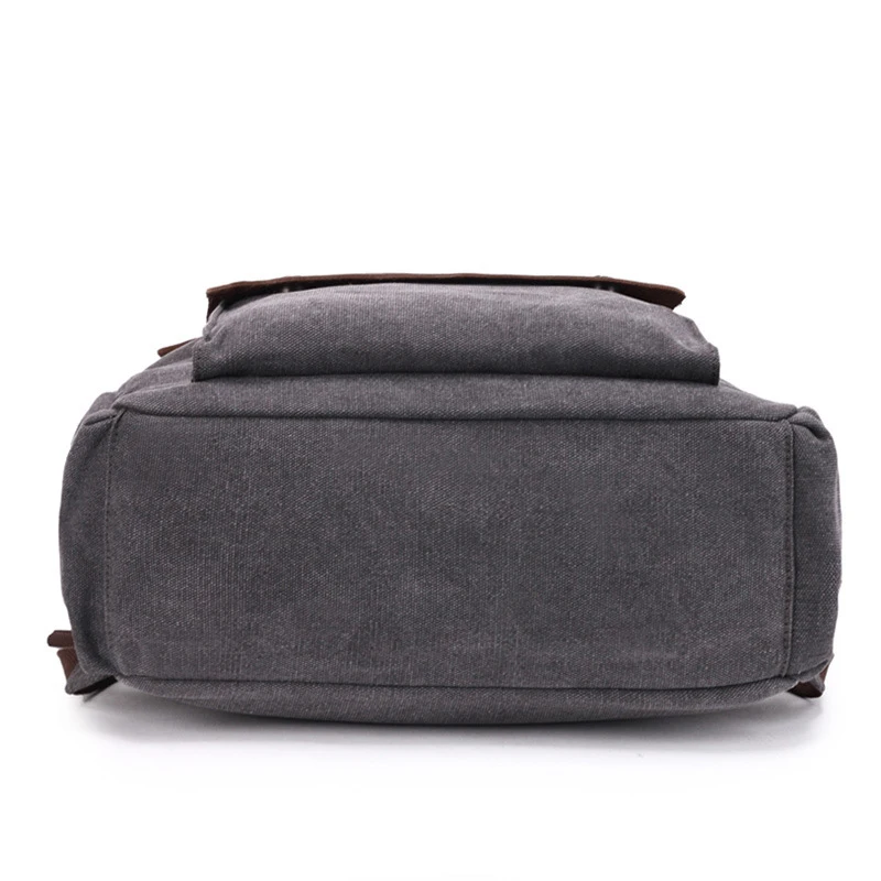 Fashion Genuine Leather + Military Canvas Backpack Men Backpack Women Bagpack teenager school Bag Male large Trave Rucksack - Image 5