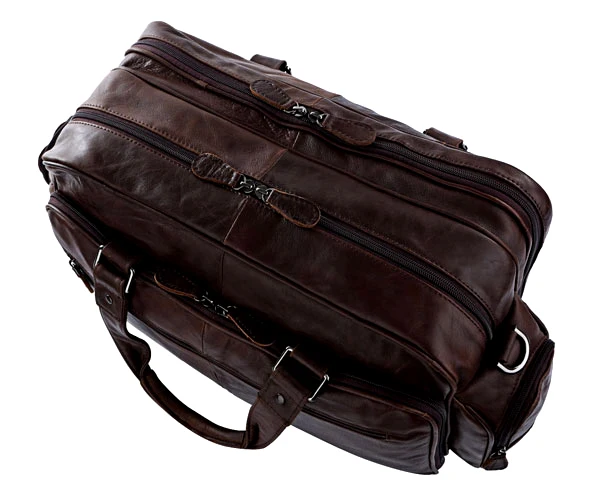 Fashion Oil Waxed Genuine Leather Briefcase Men Business Briefcase Leather tote Handbag men Laptop Bag Large office Bag Shoulder - Image 4