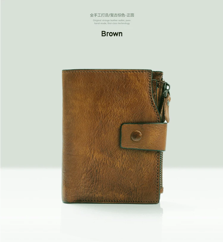 New Fashion Vintage Genuine Leather Wallet men Bifold Wallet leather Women purse vertical short money Clip bag male wallet card - Image 2