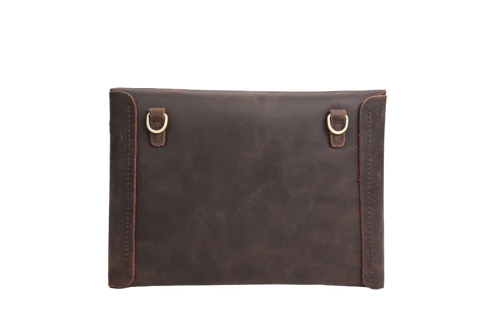 Vintage Crazy Horse Genuine Leather Men Shoulder Bag Leather Messenger Bags Men's Casual Crossbody Bag IPAD Bags Clutch Brown - Image 3