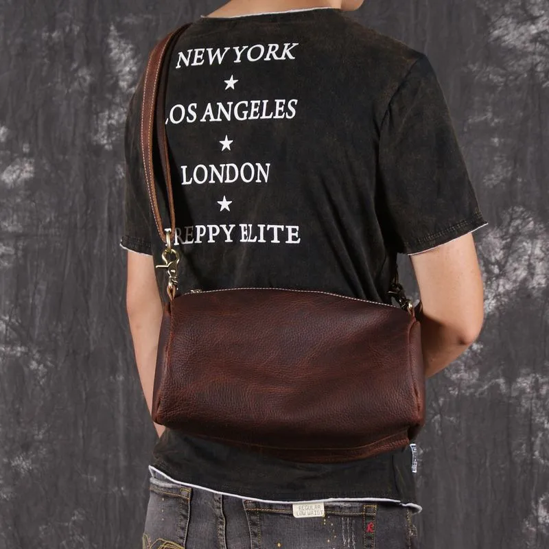 Vintage Casual Genuine Leather Small Shoulder Bag Men Crossbody Bag male Leather Messenger Bag Leisure Men sling Bag - Image 2