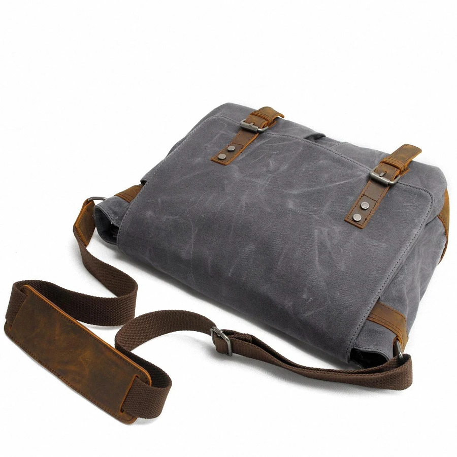 New Fashion Thick Wax Canvas Men Shoulder bag Messenger bag Men Crossbody Bag Vintage male Leisure Sling bag Casual Boy - Image 4