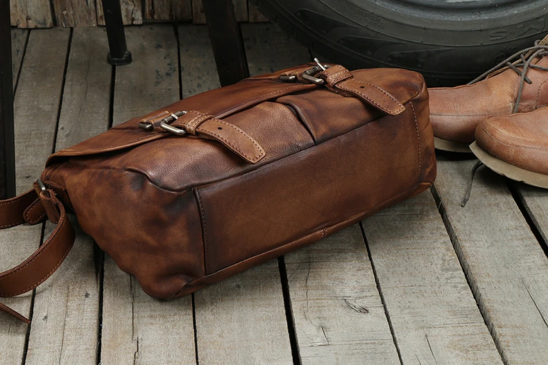 Vintage Genuine Leather Messenger Bag men Leather Shoulder Bag Men Crossbody Bag male Fashion Casual Sling Leisure Bags Brown - Image 3