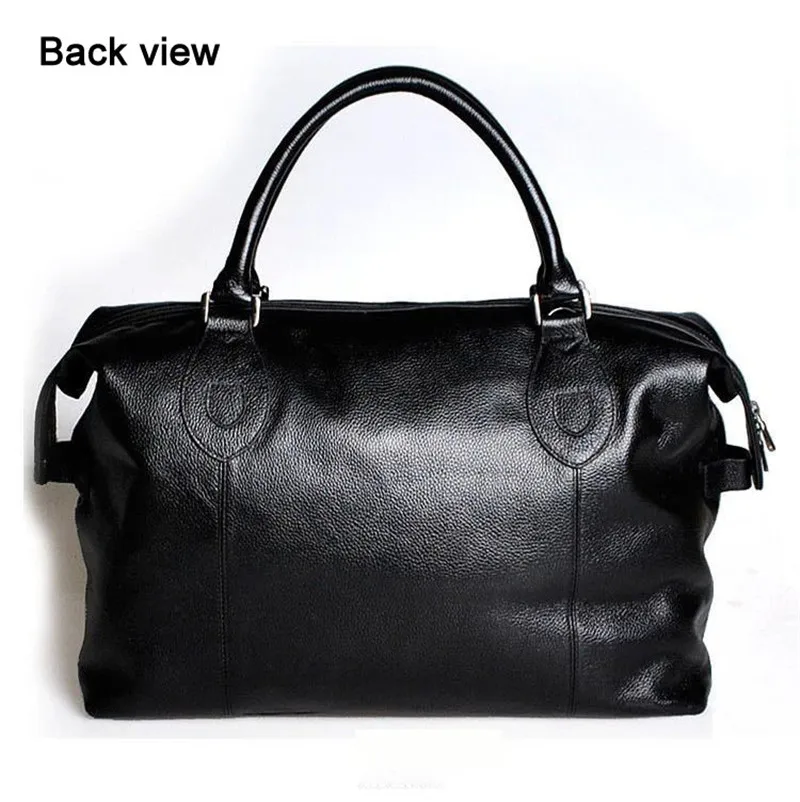 Fashion Genuine Leather Travel Bag Men's Luggage Bags Large Male Duffle Bag weekend Women Shoulder Bag Big Tote Handbag Black - Image 4