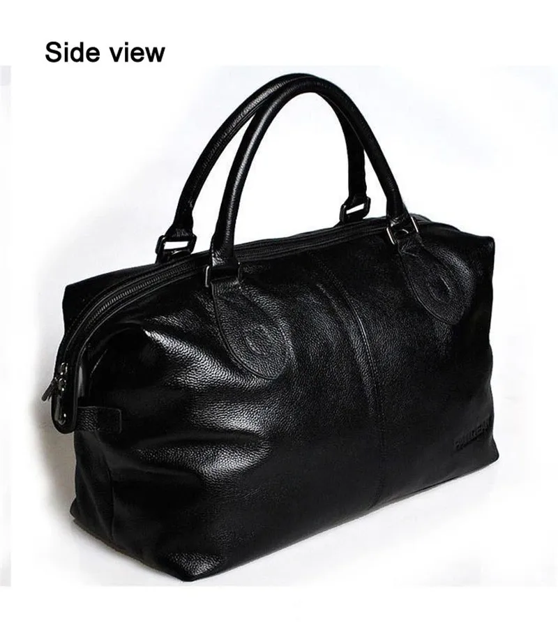 Fashion Genuine Leather Travel Bag Men's Luggage Bags Large Male Duffle Bag weekend Women Shoulder Bag Big Tote Handbag Black - Image 3