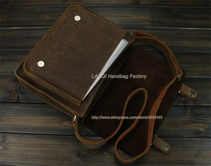 Vintage Crazy Horse Leather Men Shoulder Bag Crossbody Bag Men's Messenger Bag Genuine Leather Bag male Leisure Cowhide 2020 - Image 5