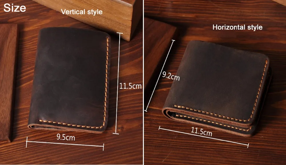 Handmade Vintage Crazy horse Genuine Leather Wallet Men Purse Leather Men Wallet Clutch Bag Male purse Money Clips Money bag - Image 3