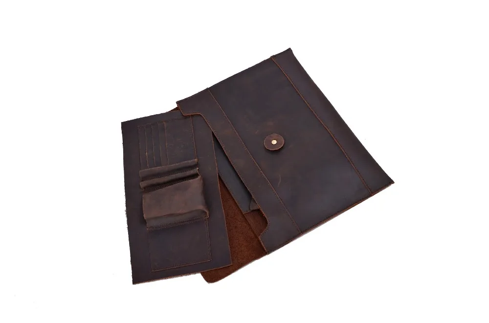 Vintage Crazy Horse Genuine Leather Men Shoulder Bag Leather Messenger Bags Men's Casual Crossbody Bag IPAD Bags Clutch Brown - Image 5