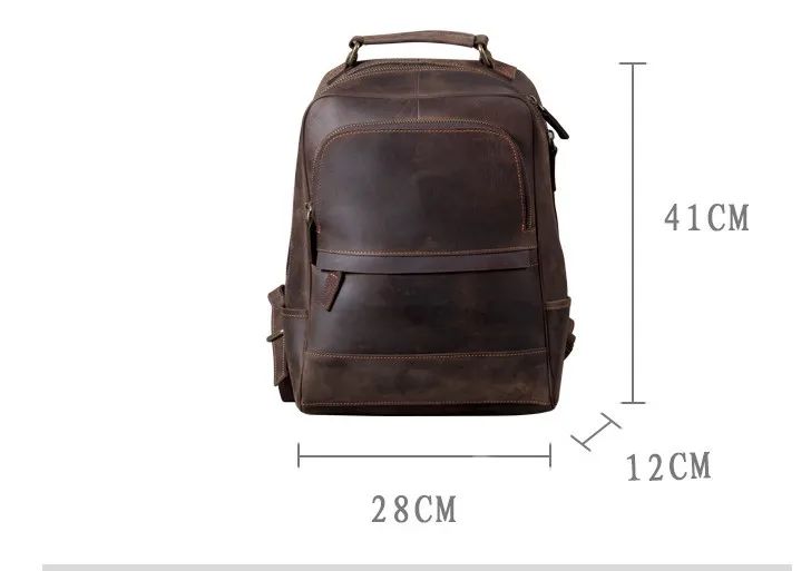 New leather men's shoulder bag, head-layer cowhide travel backpack, retro mad horse bag, computer bag - Image 6