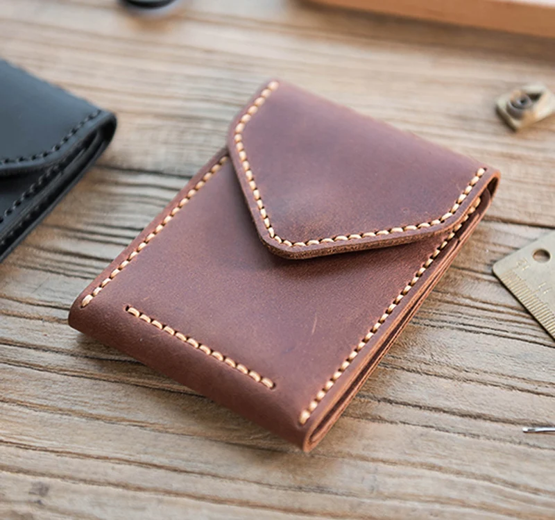 Vintag Handmade Crazy horse Genuine Leather card horder men Card ID Holders leather buiness card wallet driving license holder - Image 3