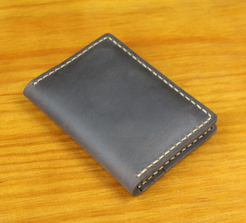 Luxury Handmade Crazy horse Genuine Leather card holder slim men Business card holder Leather Card wallet Women Card Id holder - Image 4