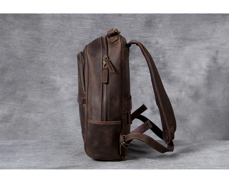 New leather men's shoulder bag, head-layer cowhide travel backpack, retro mad horse bag, computer bag - Image 4