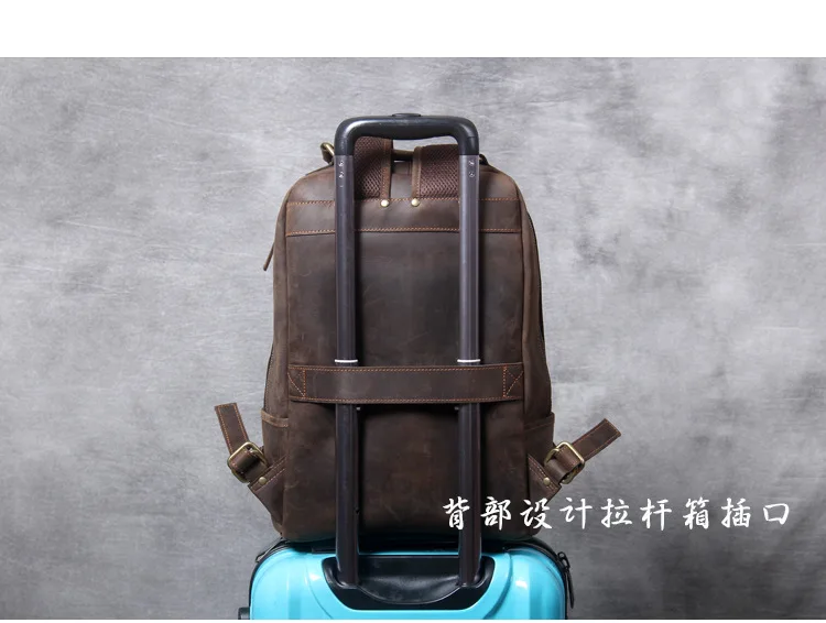 New leather men's shoulder bag, head-layer cowhide travel backpack, retro mad horse bag, computer bag - Image 2