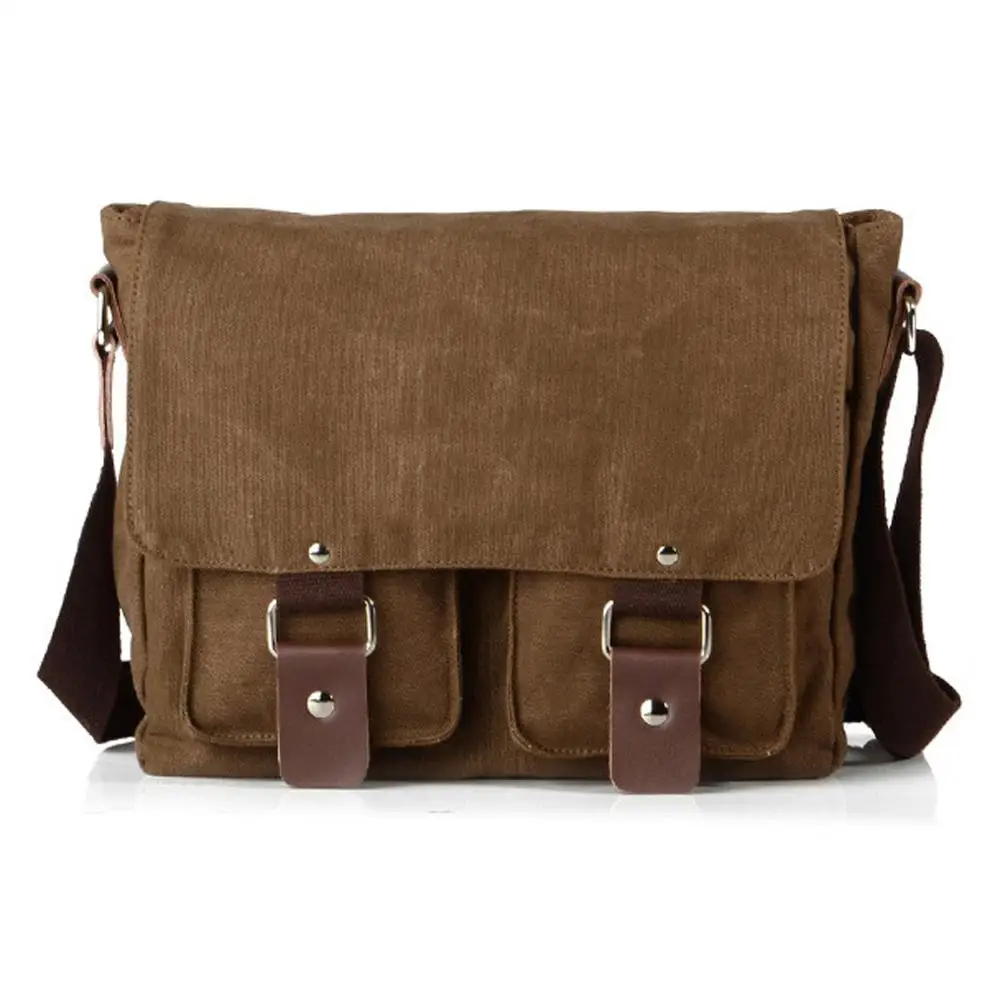Fashion Vintage Thick Cotton Canvas Shoulder Bag Men Crossbody Bag Canvas Women Messenger Bag Small Casual Sling Bag Leisure