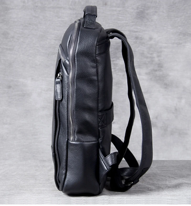 Fashion Korean style Cowhide Genuine Leather Backpack Men Bagpack Hiking Rucksack male Travel Backpack Bag Daily Black M803 - Image 4
