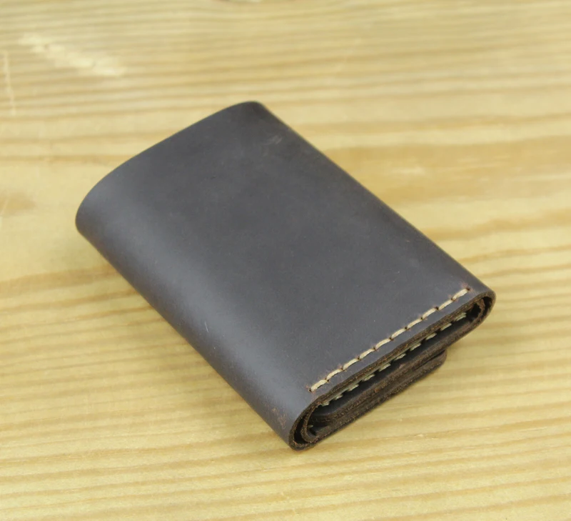 Multi-function Handmade Vintage Genuine Leather Wallet Men Key holder Pouch Key Wallet Men Purse Key Organizer Trifold Money bag - Image 4