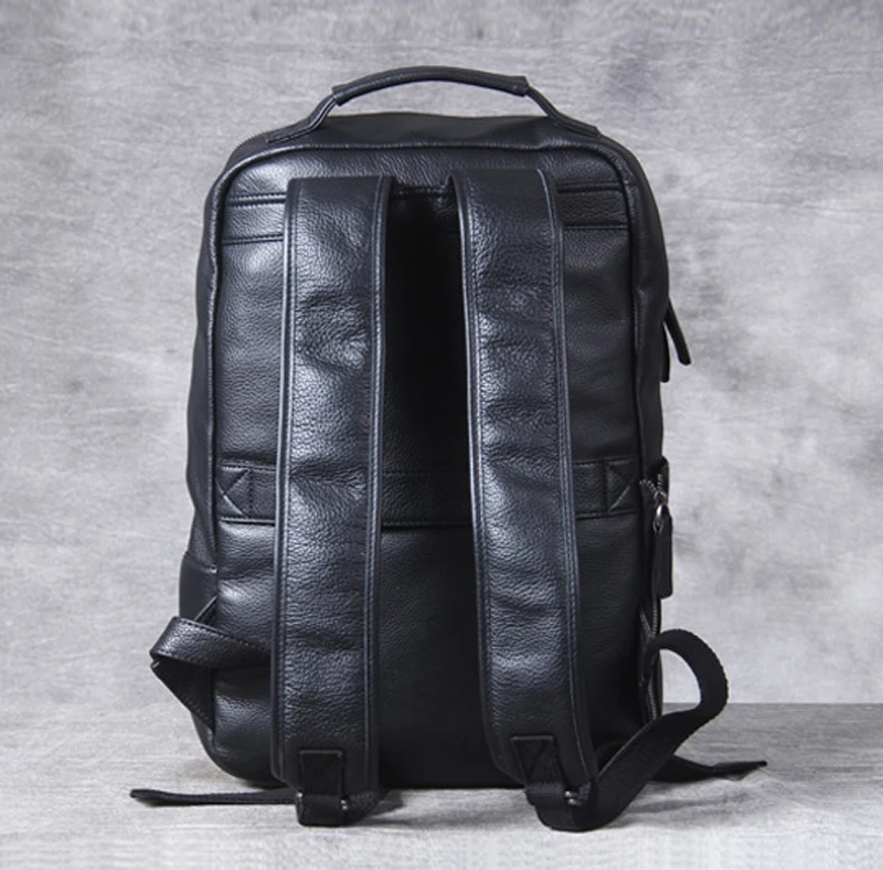 Fashion Korean style Cowhide Genuine Leather Backpack Men Bagpack Hiking Rucksack male Travel Backpack Bag Daily Black M803 - Image 3