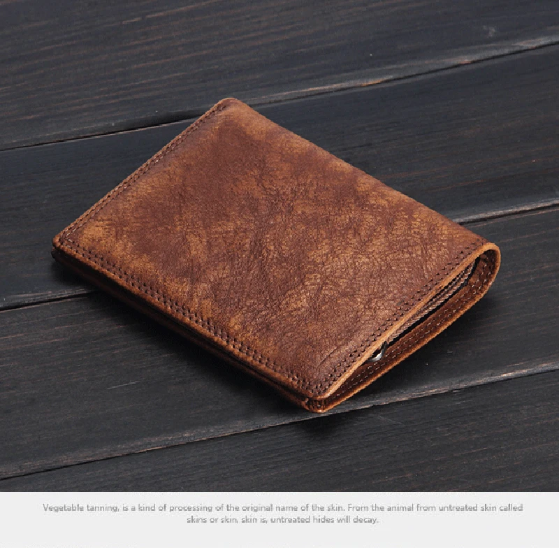 Fashion Vintage Genuine Leather Men's Wallet Bifold Short Wallet Male Purse with Card Holder Sleeve Money Clips Money Bag WC-009 - Image 3