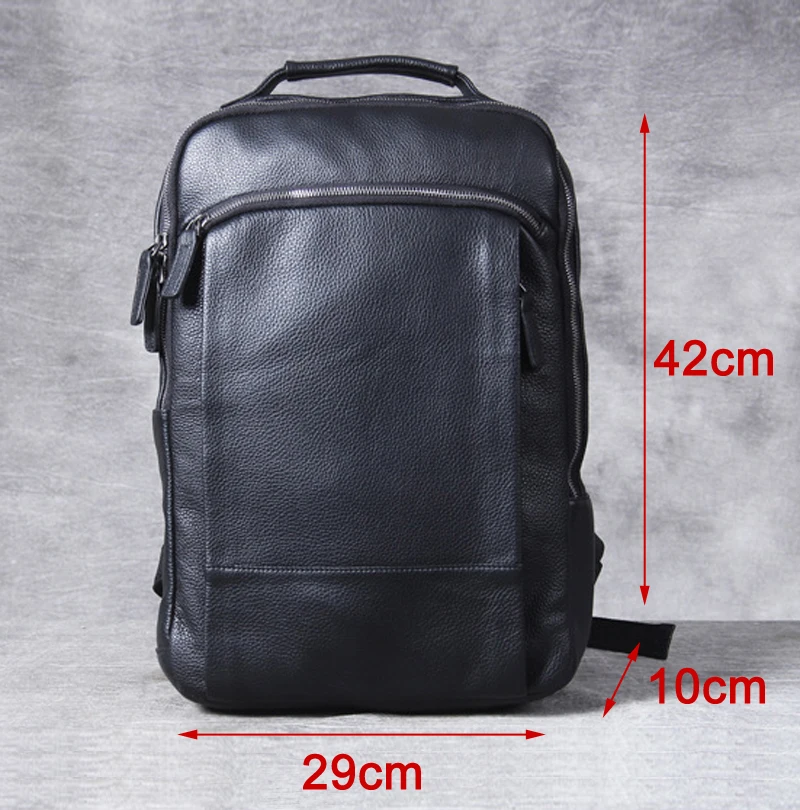 Fashion Korean style Cowhide Genuine Leather Backpack Men Bagpack Hiking Rucksack male Travel Backpack Bag Daily Black M803 - Image 2