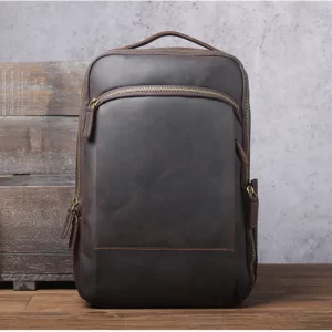 Vintage Crazy Horse Genuine Leather Backpack For Men Mochila Hiking Bagpack Male Traving Rucksack 15.6"Laptop Backpack Bag Large