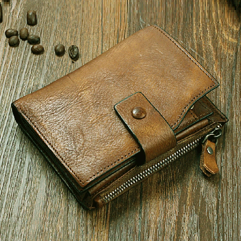New Fashion Vintage Genuine Leather Wallet men Bifold Wallet leather Women purse vertical short money Clip bag male wallet card