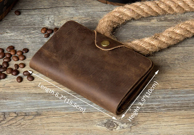 Vintage Crazy Horse Leather Wallet Genuine Leather Men Wallet Long Money Holder male Clutch Bag Money Bag with Hasp Card holder - Image 3