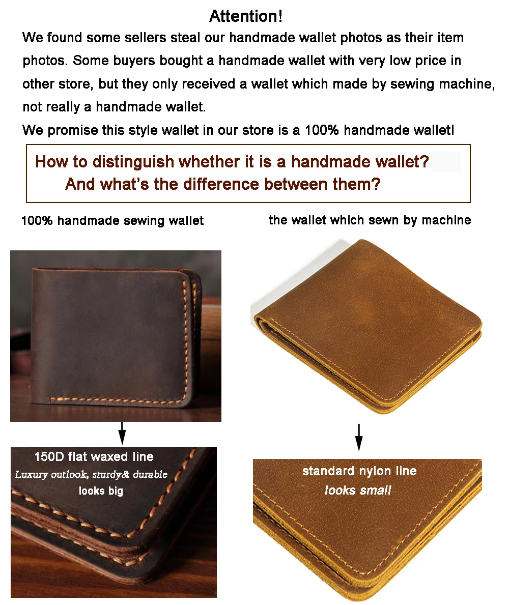 Handmade Vintage Crazy Horse Genuine Leather Wallet men Bifold Purse Leather Card Wallet male Money Clips Short Money Bag Holder - Image 3