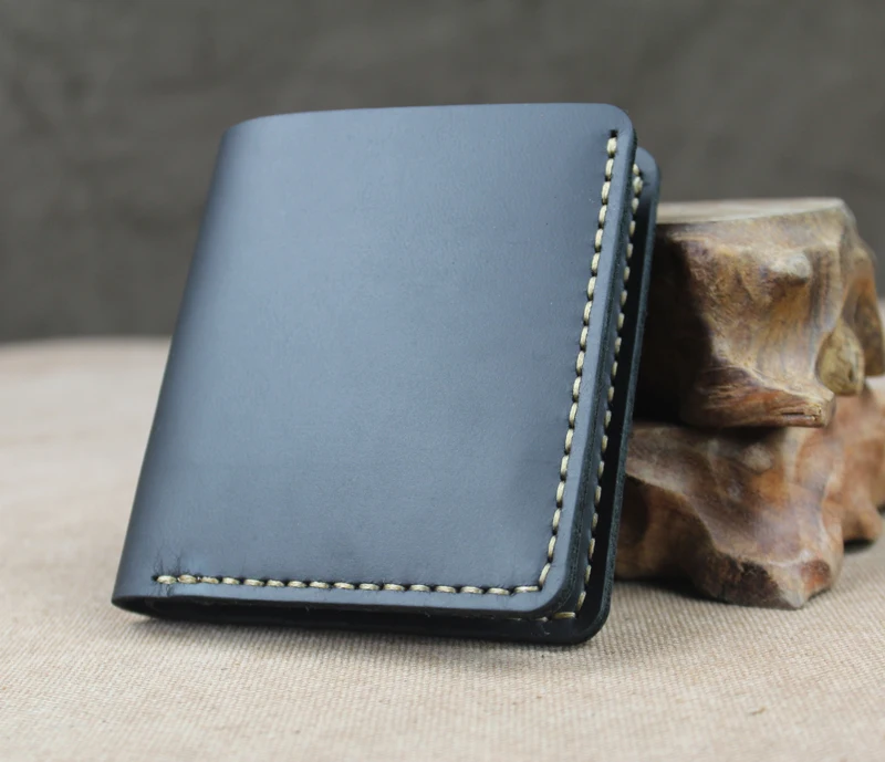 Luxury Handmade Crazy horse Genuine Leather Wallet Men Small Wallet Leather Male purse Short Money Clips Money bag Black Coffee - Image 2