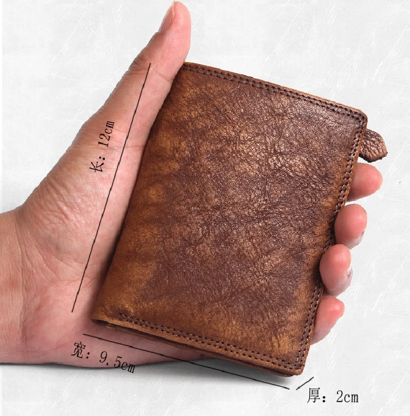 Fashion Vintage Genuine Leather Men's Wallet Bifold Short Wallet Male Purse with Card Holder Sleeve Money Clips Money Bag WC-009 - Image 2